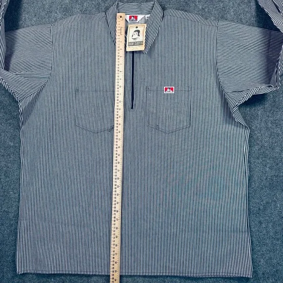 Ben Davis Men's 3XL Black White Hickory Stripe Half Zip Work Shirt Made in USA - Picture 7 of 10